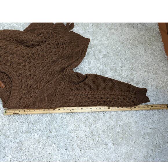 Beige Botany Cable Knit Open Back Wool Blend Sweater Brown Size Small - Picture 8 of 13